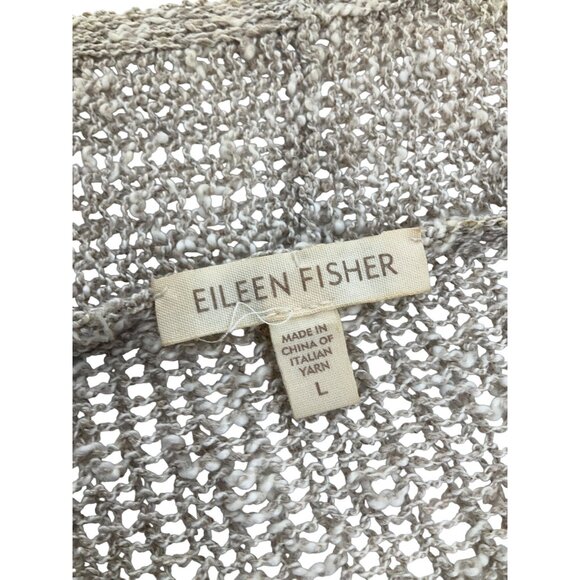 Eileen Fisher Beige Open Front Knit Cardigan L linen coastal resort wear - Picture 2 of 8